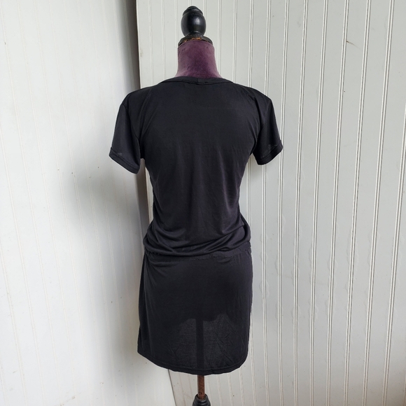 Anthropologie Olivaceous  Stretch Black Short Sleeve Drawstring Dress Cover Up S - Picture 6 of 11